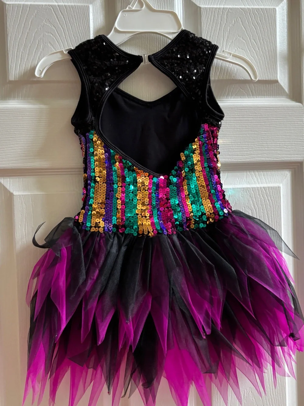 Girls Black Tulle Tutu Dress with Multicolor Sequin Bodice